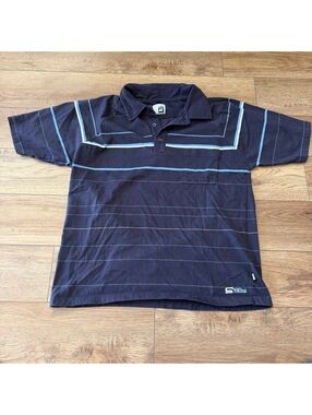 Vintage Salty Striped Polo Shirt Mens Medium Navy Y2K Surf